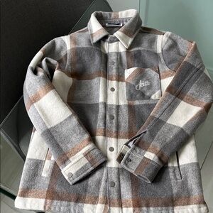 Kith Gray and Brown Plaid Shirt Jacket